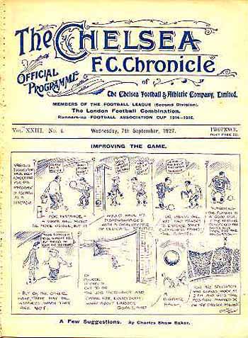 programme cover for Chelsea v Notts County, Wednesday, 7th Sep 1927