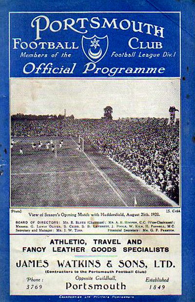 programme cover for Portsmouth v Chelsea, 20th Feb 1929