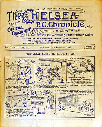 programme cover for Chelsea v Aston Villa, 11th Feb 1933