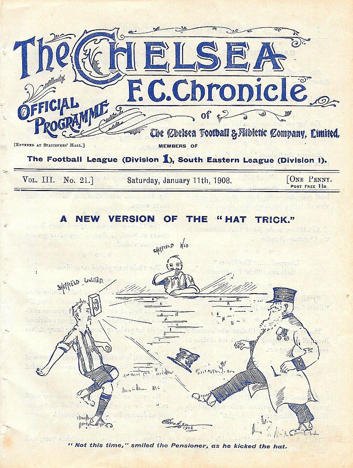 programme cover for Worksop Town v Chelsea, Saturday, 11th Jan 1908