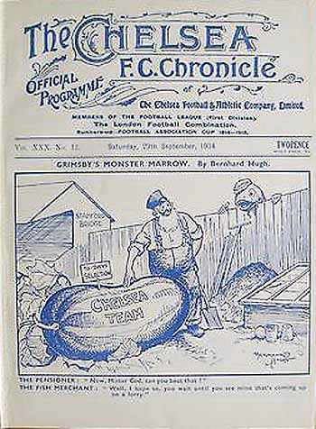 programme cover for Chelsea v Grimsby Town, 29th Sep 1934