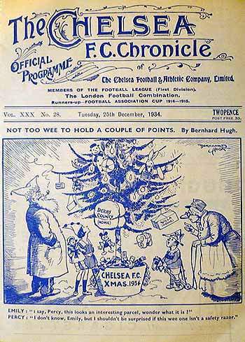 programme cover for Chelsea v Aston Villa, 25th Dec 1934