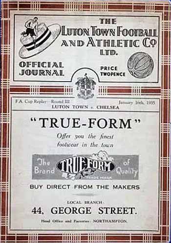 programme cover for Luton Town v Chelsea, 16th Jan 1935