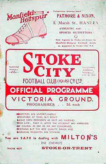 programme cover for Stoke City v Chelsea, 9th Mar 1935