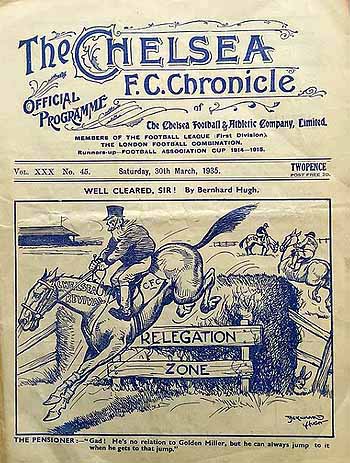 programme cover for Chelsea v Blackburn Rovers, 30th Mar 1935