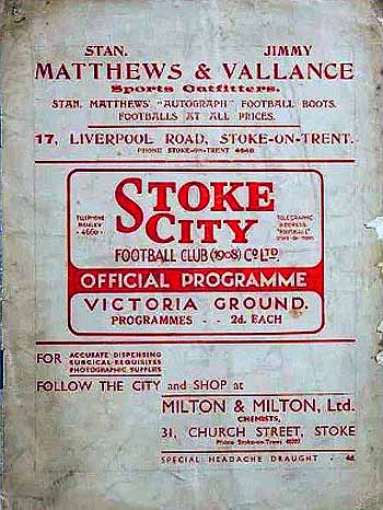 programme cover for Stoke City v Chelsea, 9th Sep 1935
