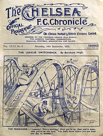 programme cover for Chelsea v Leeds United, Saturday, 14th Sep 1935