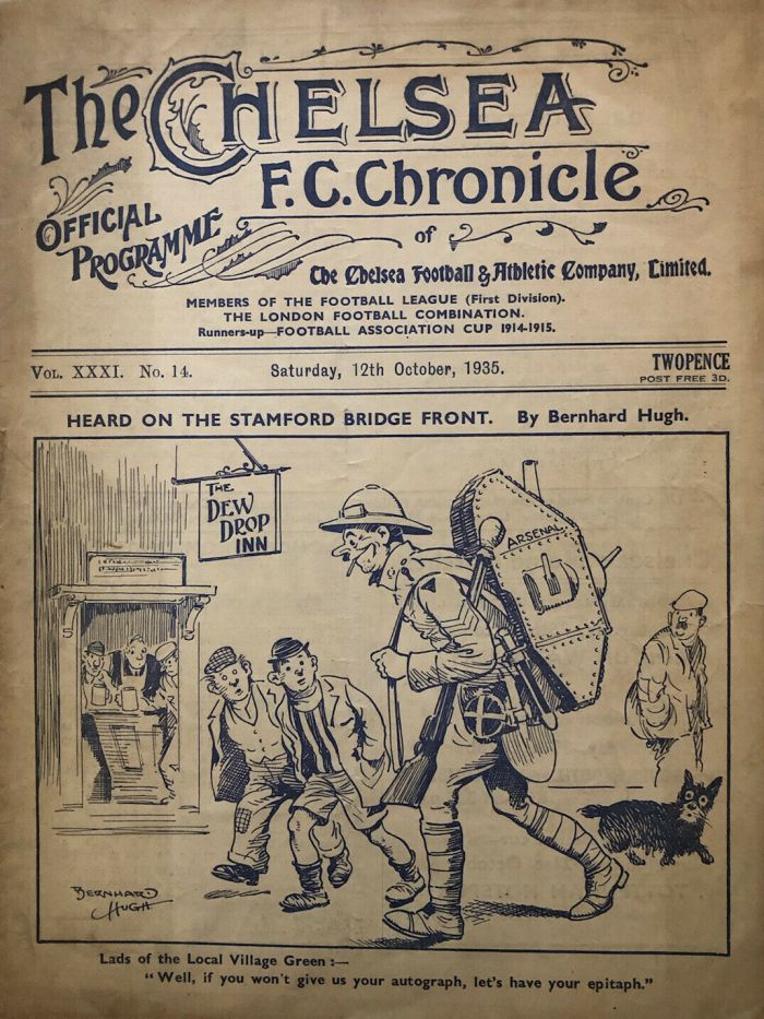 programme cover for Chelsea v Arsenal, Saturday, 12th Oct 1935