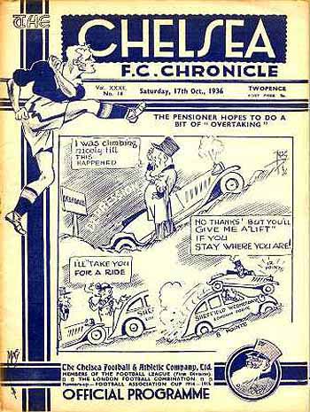 programme cover for Chelsea v Sheffield Wednesday, 17th Oct 1936