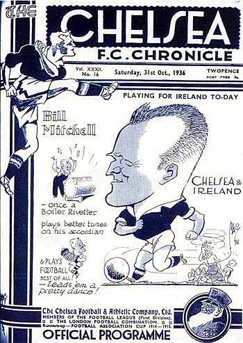 programme cover for Chelsea v Derby County, 31st Oct 1936