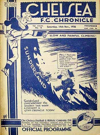 programme cover for Chelsea v Sunderland, Saturday, 14th Nov 1936