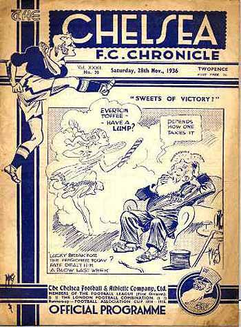 programme cover for Chelsea v Everton, 28th Nov 1936
