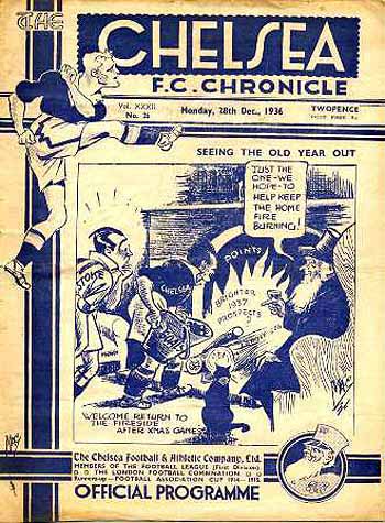 programme cover for Chelsea v Stoke City, 28th Dec 1936