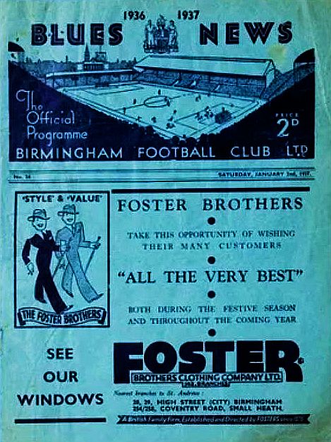 programme cover for Birmingham v Chelsea, 2nd Jan 1937