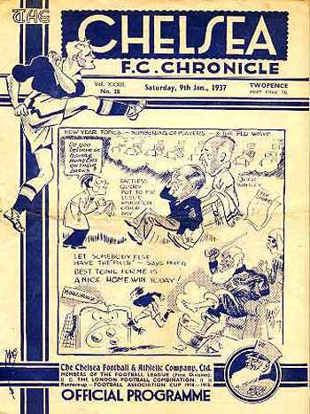 programme cover for Chelsea v Middlesbrough, 9th Jan 1937