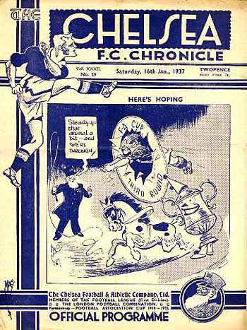 programme cover for Chelsea v Leeds United, 16th Jan 1937