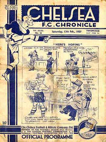 programme cover for Chelsea v Preston North End, 13th Feb 1937