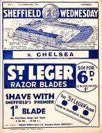 programme cover for Sheffield Wednesday v Chelsea, 20th Feb 1937
