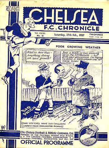 programme cover for Chelsea v Manchester United, 27th Feb 1937