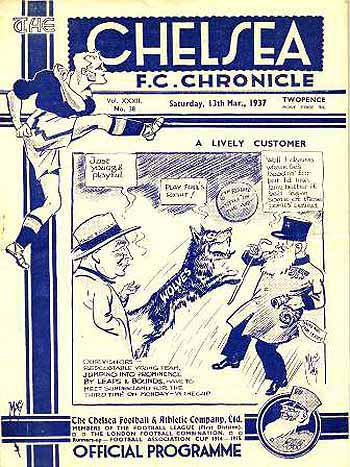 programme cover for Chelsea v Wolverhampton Wanderers, 13th Mar 1937