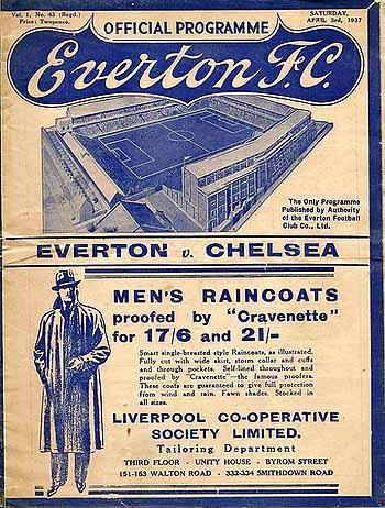 programme cover for Everton v Chelsea, 3rd Apr 1937