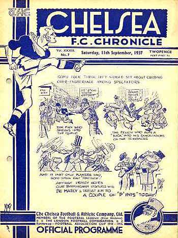 programme cover for Chelsea v Birmingham, 11th Sep 1937