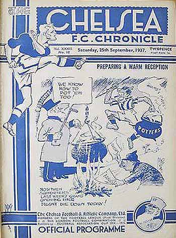 programme cover for Chelsea v Stoke City, 25th Sep 1937