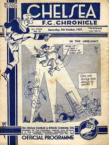 programme cover for Chelsea v Arsenal, 9th Oct 1937