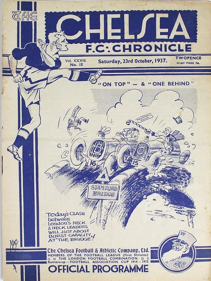 programme cover for Chelsea v Brentford, Saturday, 23rd Oct 1937