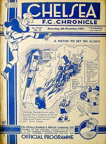 programme cover for Chelsea v Sunderland, 6th Nov 1937