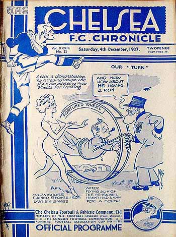 programme cover for Chelsea v Huddersfield Town, 4th Dec 1937
