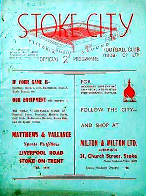 programme cover for Stoke City v Chelsea, Saturday, 5th Feb 1938