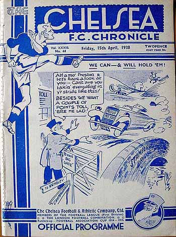 programme cover for Chelsea v Preston North End, 15th Apr 1938