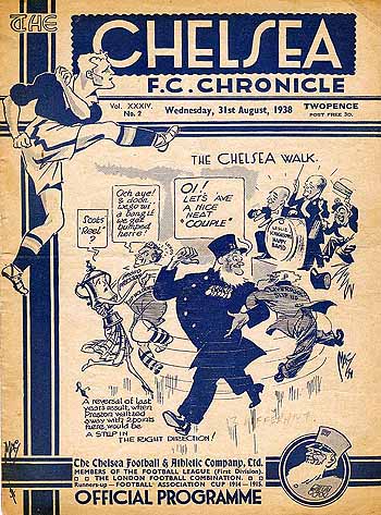 programme cover for Chelsea v Preston North End, Wednesday, 31st Aug 1938