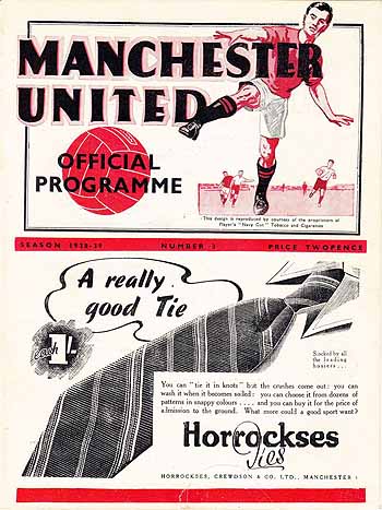 programme cover for Manchester United v Chelsea, 24th Sep 1938