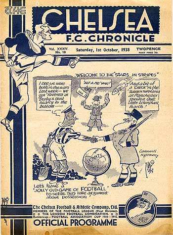 programme cover for Chelsea v Stoke City, 1st Oct 1938