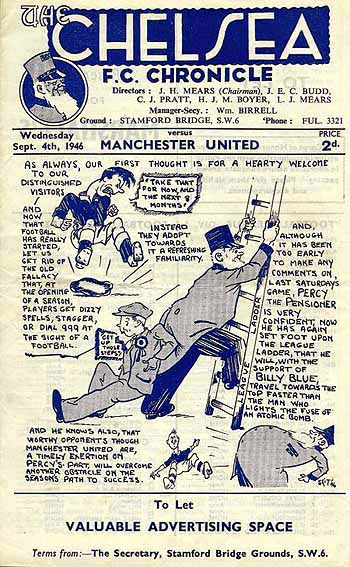 programme cover for Chelsea v Manchester United, 4th Sep 1946