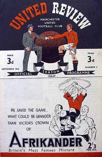 programme cover for Manchester United v Chelsea, 18th Sep 1946