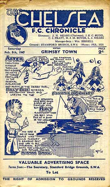 programme cover for Chelsea v Grimsby Town, 8th Feb 1947