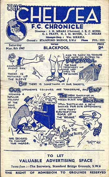 programme cover for Chelsea v Blackpool, 8th Mar 1947