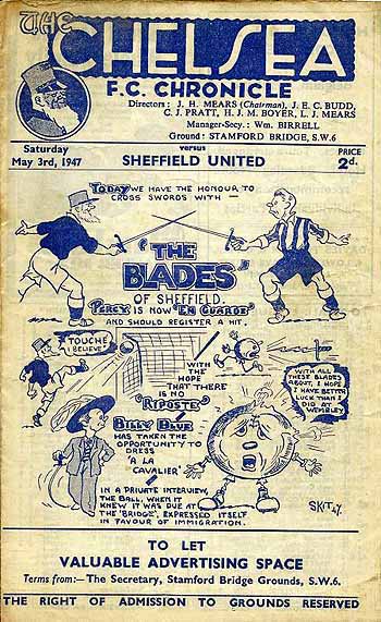 programme cover for Chelsea v Sheffield United, 3rd May 1947