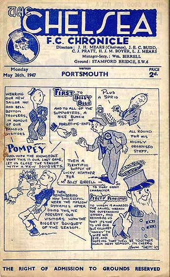 programme cover for Chelsea v Portsmouth, 26th May 1947