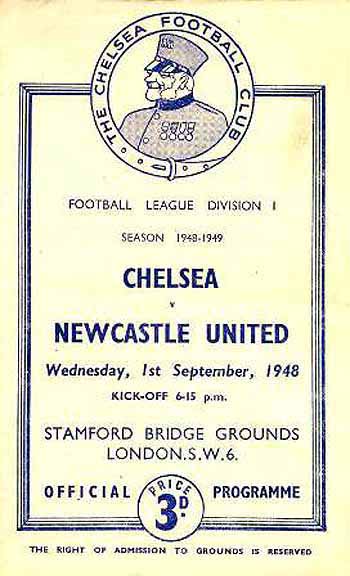 programme cover for Chelsea v Newcastle United, 1st Sep 1948