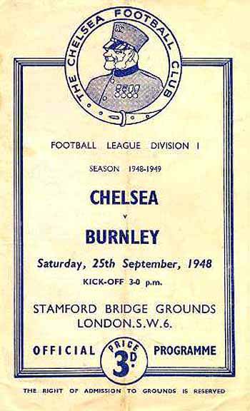programme cover for Chelsea v Burnley, 25th Sep 1948