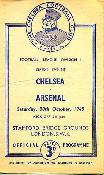 programme cover for Chelsea v Arsenal, 30th Oct 1948