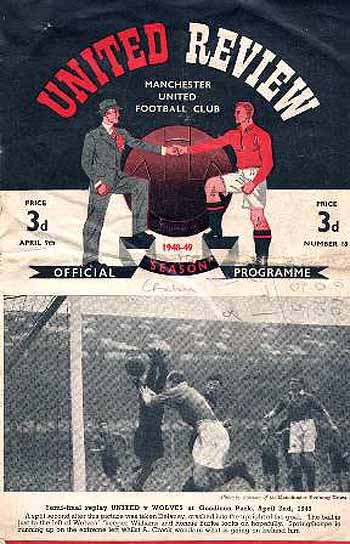 programme cover for Manchester United v Chelsea, 9th Apr 1949