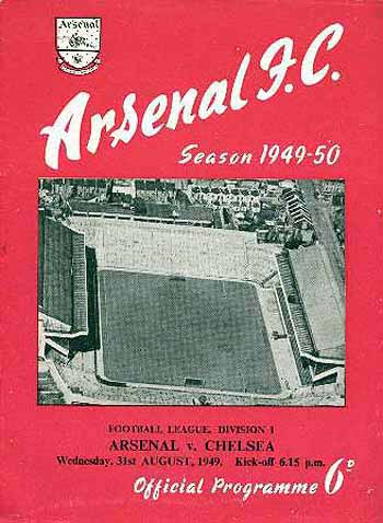 programme cover for Arsenal v Chelsea, 31st Aug 1949