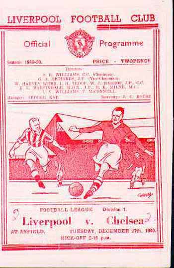 programme cover for Liverpool v Chelsea, 27th Dec 1949
