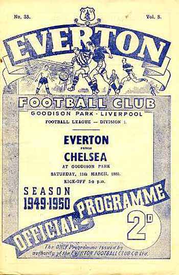 programme cover for Everton v Chelsea, 11th Mar 1950