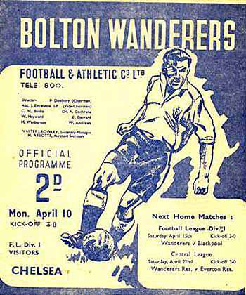 programme cover for Bolton Wanderers v Chelsea, 10th Apr 1950